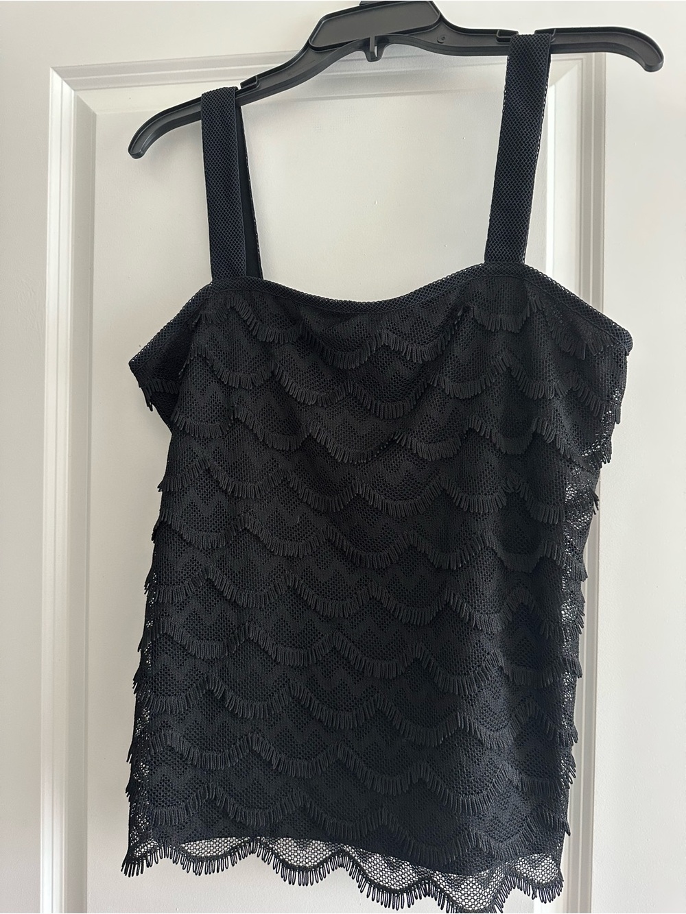 Ann Taylor Black Lace Scallop-Tier Camisole
